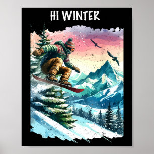 Póster Navidades de snowboard en vacaciones de invierno n