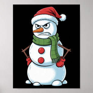 Póster Navidades De Snowman Enfadados Con Santa Hat
