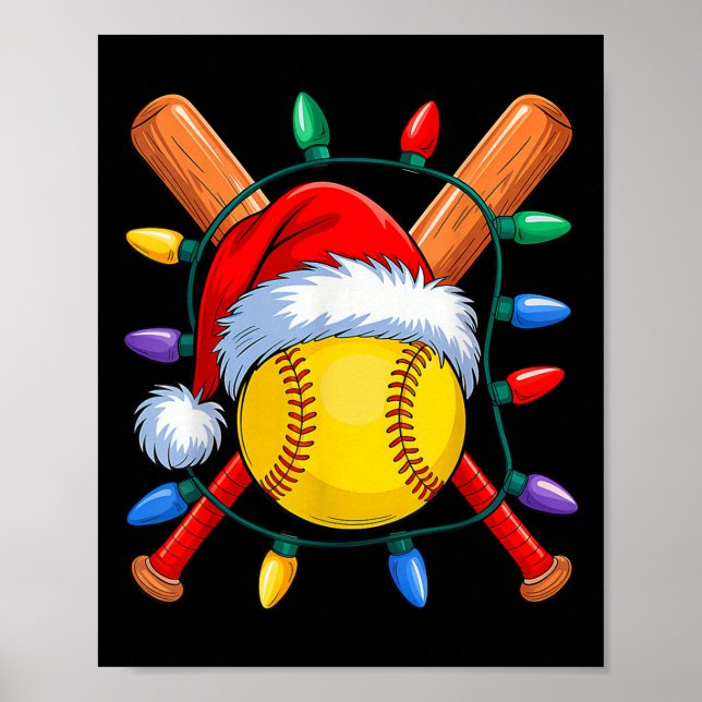 Póster Navidades de Softball Navidad Gorra de Santa Srts  (Frente)