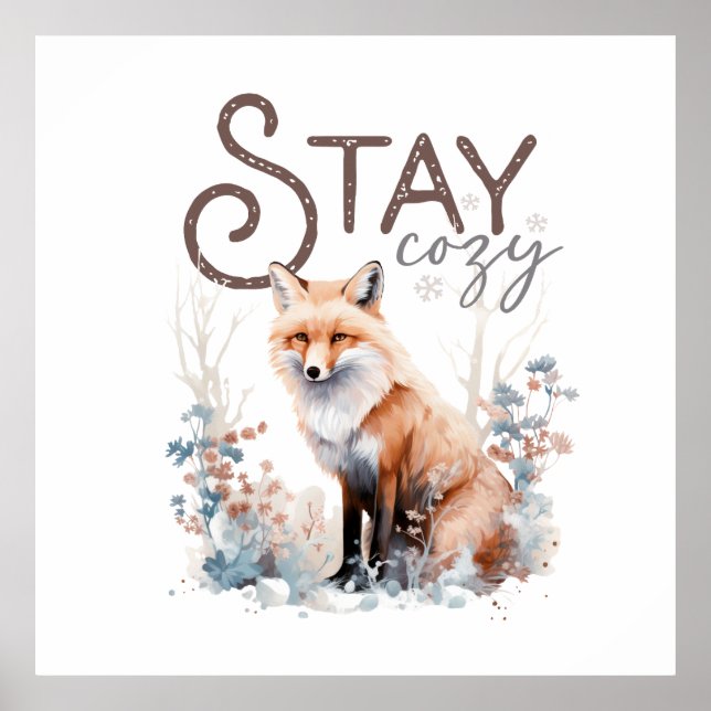 Póster Navidades de Stay Cosy Woodland Fox (Frente)