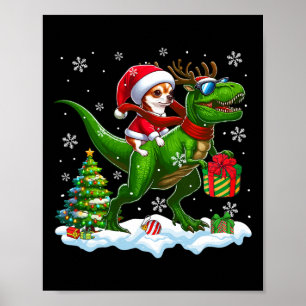 Póster Navidades de T-rex de los renos de Santa Chihuahua