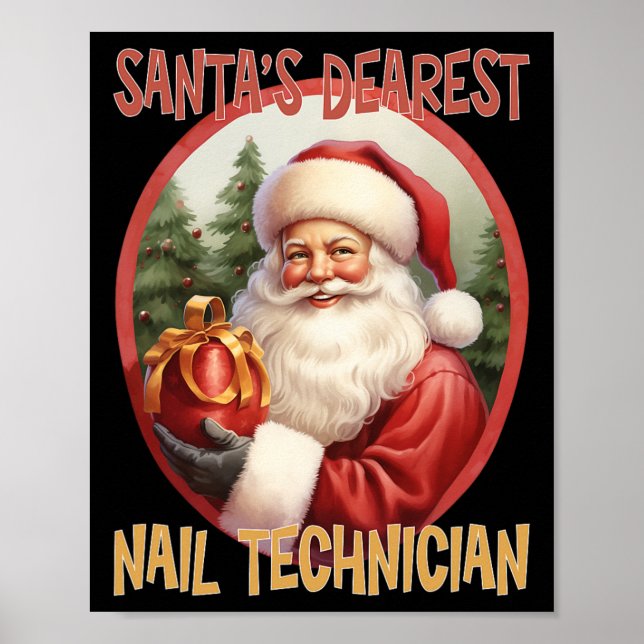 Póster Navidades de técnico de uñas celebran Navidad (Frente)