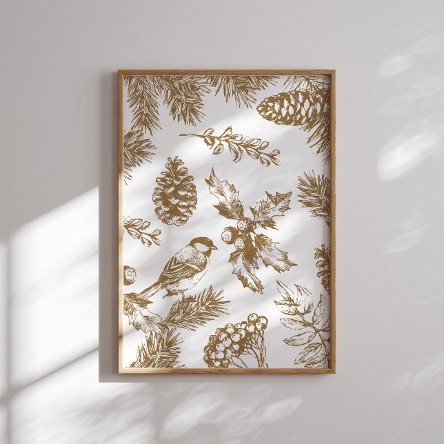 Póster Navidades de tela amarilla Poster de pájaro y pino (Subido por el creador)