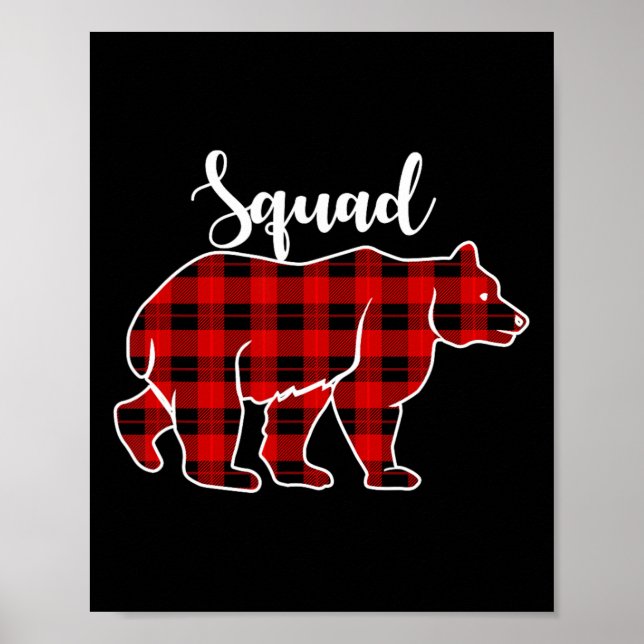 Póster Navidades De Tela Roja De Oso Escuadrón Vestido Co (Frente)