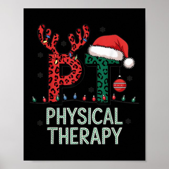 Póster Navidades de Terapia Física Santa Hat Pt Terapista (Frente)
