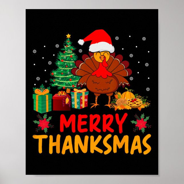 Póster Navidades de Thanksmas Día de Acción de Gracias Tu (Frente)