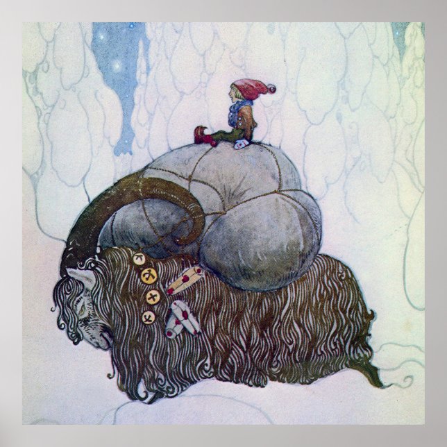 Póster navidades de "The Julbock" Goat por John Bauer (Frente)
