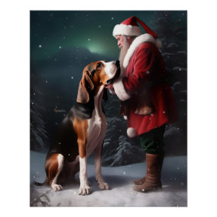 Póster Navidades de Treeing Walker Coonhound Santa Claus
