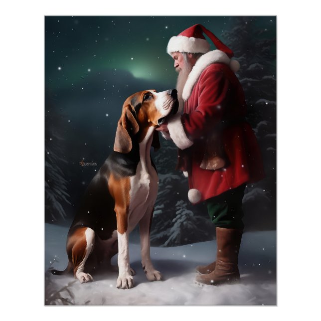 Póster Navidades de Treeing Walker Coonhound Santa Claus (Anverso)