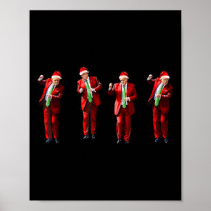 Póster Navidades de Trump Dance Santa Claus Noche pijamas