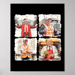 Póster Navidades de Trump Jobs 2024 Mega 45 47 Presidente