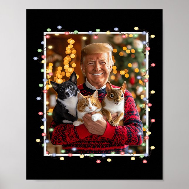 Póster Navidades de Trump sudan perrera de perro de gato (Frente)