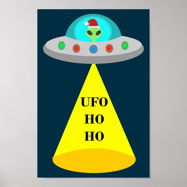 Póster Navidades de UFO Ho Ho Alien volador (Frente)