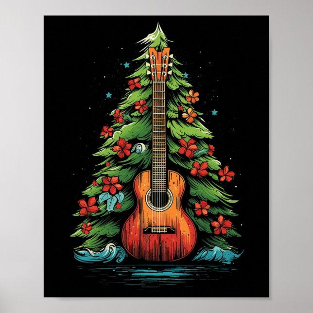 Póster Navidades de Ukulele revisan gráficos musicales pa (Frente)