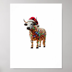 Póster Navidades de vaca Santa Hat Bufalo Jugado Xmas Vac