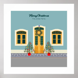 Póster Navidades de vacaciones Casa festiva portuguesa