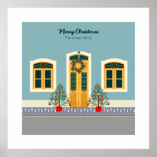Póster Navidades de vacaciones Casa festiva portuguesa