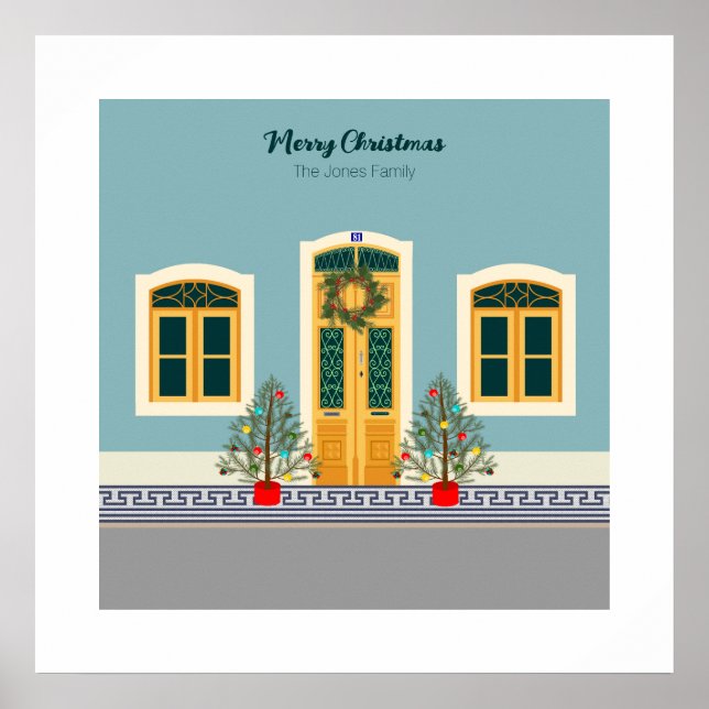 Póster Navidades de vacaciones Casa festiva portuguesa (Frente)