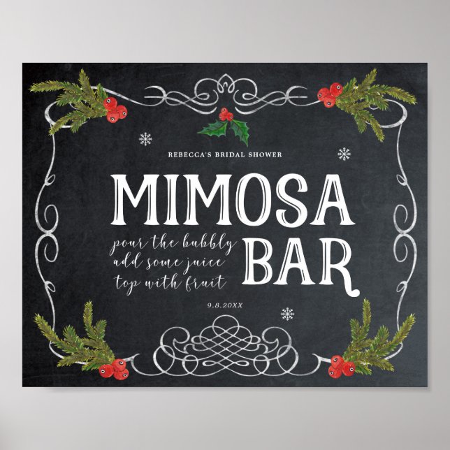 Póster navidades de vacaciones mimosa bar boda cartel (Frente)
