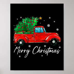 Póster Navidades de vagón de vintage - Vacaciones de árbo