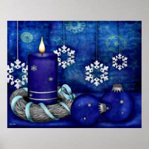 Póster Navidades de Velas Azules
