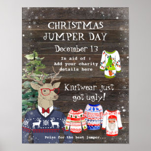 Póster navidades de venado rústicos poster del día