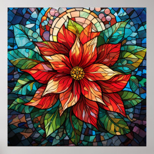 Póster Navidades de vidrio templado Poster de Poinsettia