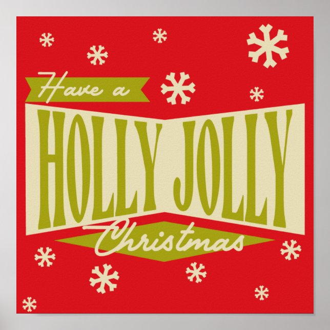 Póster Navidades de Vintage Retro Holly Jolly (Frente)