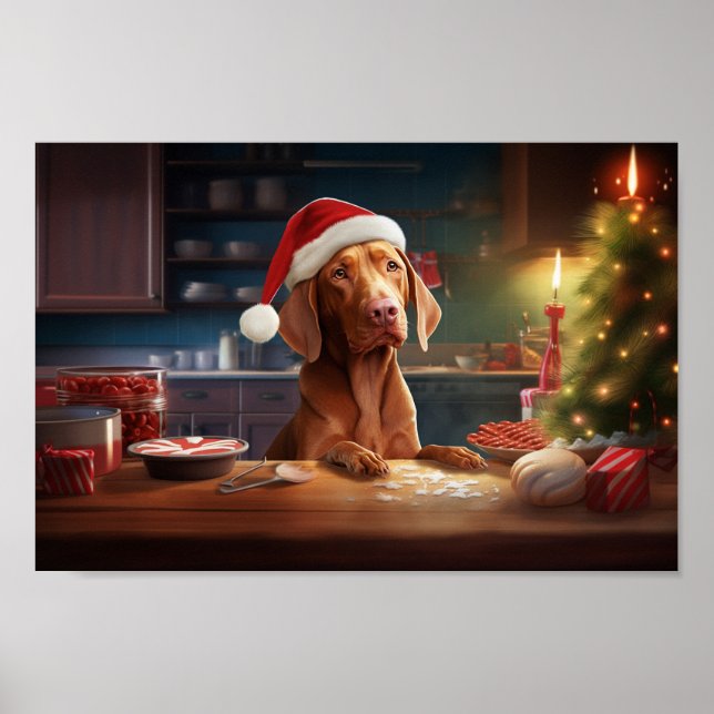 Póster Navidades de Vizsla en vacaciones festivas (Frente)