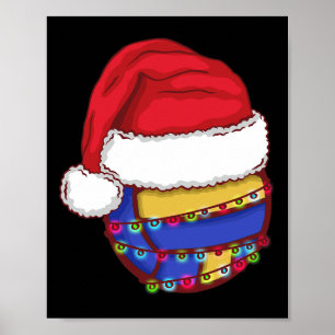 Póster Navidades de voleibol alumbran a voley gracioso de