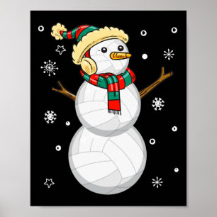 Póster Navidades de voleibol Snowman regalan Tee Xmas Sno