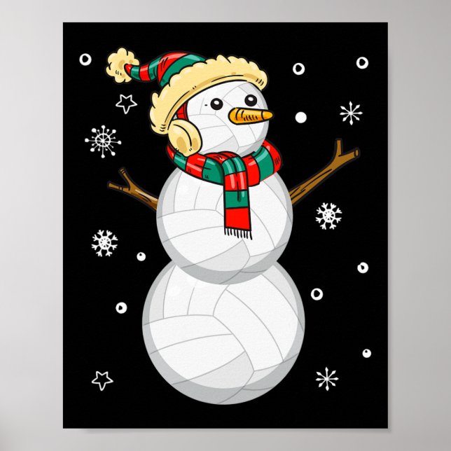 Póster Navidades de voleibol Snowman regalan Tee Xmas Sno (Frente)