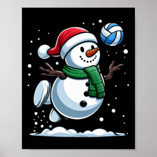 Póster Navidades de voleibol Snowman Santa Hat Boys navid