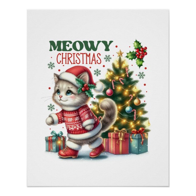 Póster Navidades de Xmas Gift Meowy (Anverso)