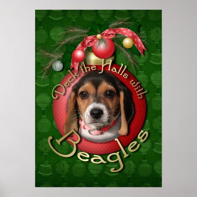 Póster Navidades - Deck the Halls - Beagles (Frente)