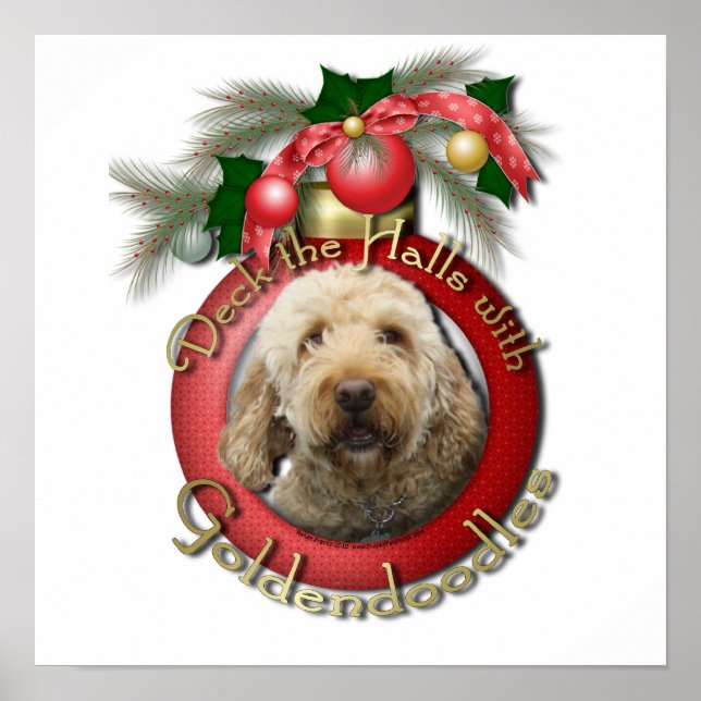 Póster Navidades - Deck the Halls - Goldendoodles (Frente)