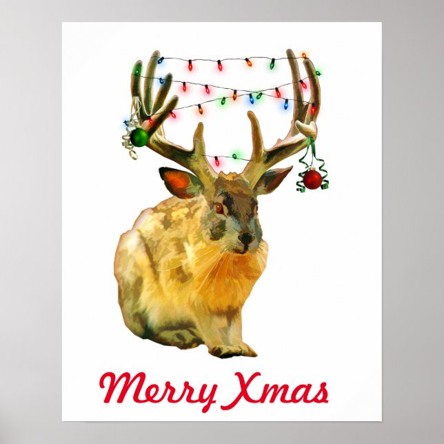 Póster Navidades decorados Jackalope Merry Xmas (Frente)