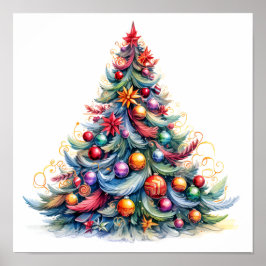 Póster Navidades decorativos esbozan poster de árbol