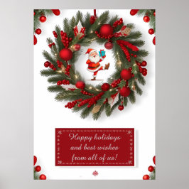 Póster Navidades Decorativos Vieron Con Ornamentos Rojos