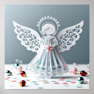 Póster Navidades del Angel de encaje de papel Artesanías