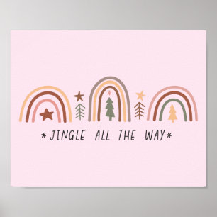 Póster Navidades del Boho Arcoiris en tonos apagados en r