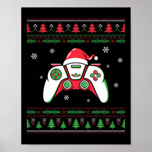 Póster Navidades del controlador de videojuegos Santa Hat
