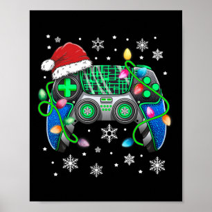 Póster Navidades del controlador de videojuegos Santa Hat