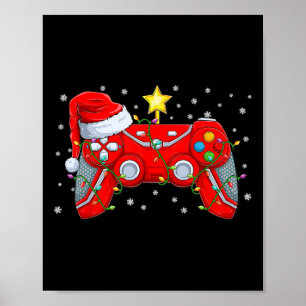Póster Navidades del controlador de videojuegos Santa Hat
