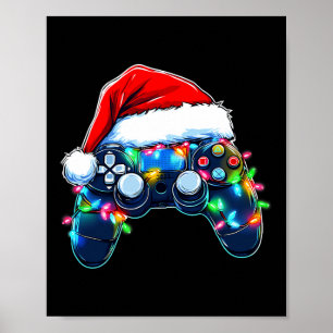 Póster Navidades del controlador de videojuegos Santa Hat