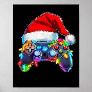 Póster Navidades del controlador de videojuegos Santa Hat