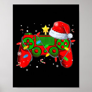 Póster Navidades del controlador de videojuegos Santa Hat