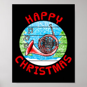 Póster Navidades del Cuerno Francés Hornist Br Música Te
