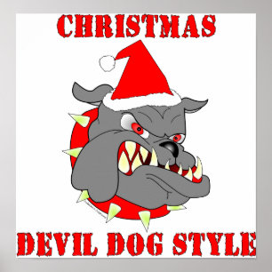 Póster Navidades del Cuerpo de Marines estilo Perro Diabl