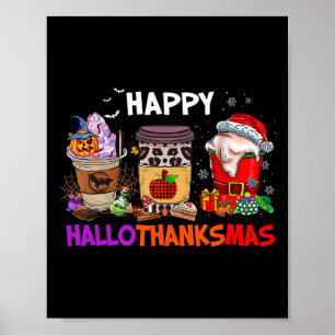 Póster Navidades del Día de Acción de Gracias Feliz Café